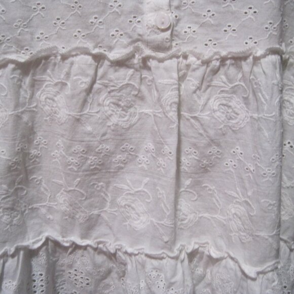 So Women's X-Large Half Button Cotton Breathable Tank Top White Flowery - Picture 3 of 10